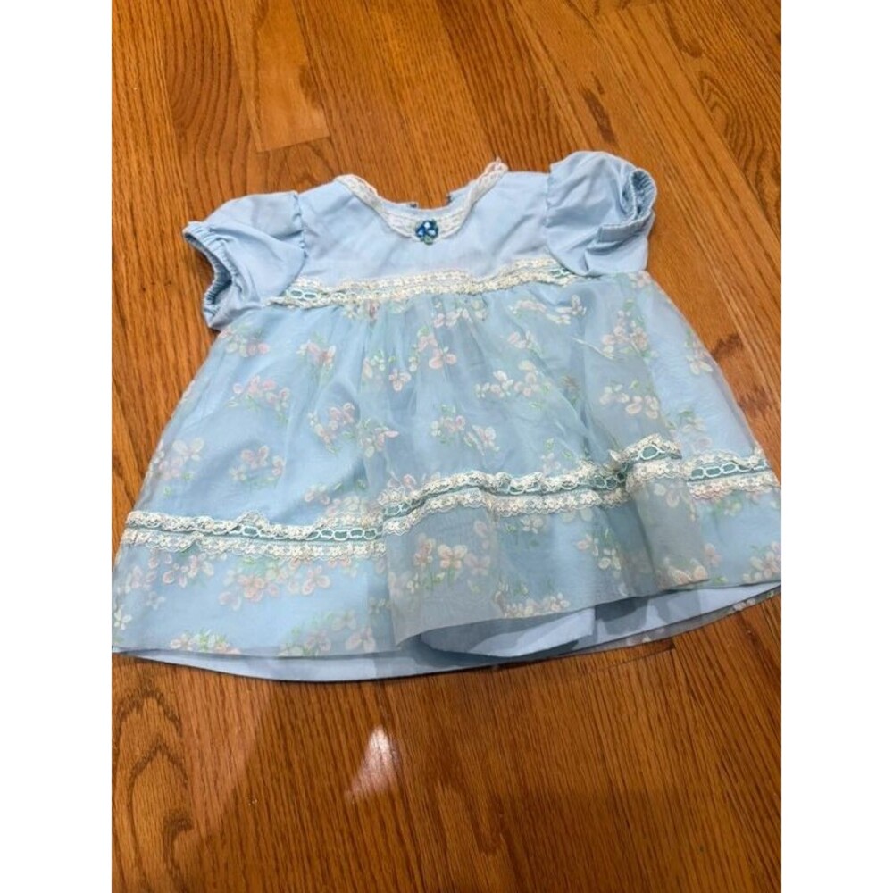 Vintage handmade floral lace baby girl dress
